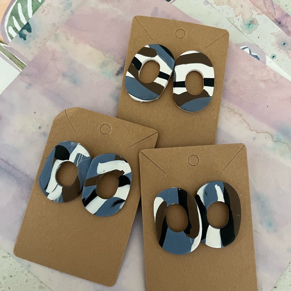 Handmade. Polymer clay. Fun oval post earrings!